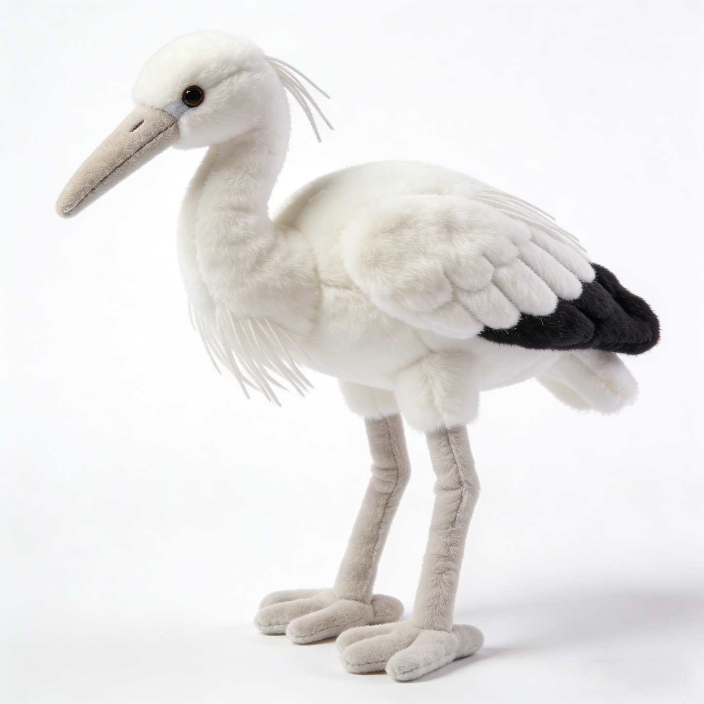 Elegant Pure White Egret Plush Doll