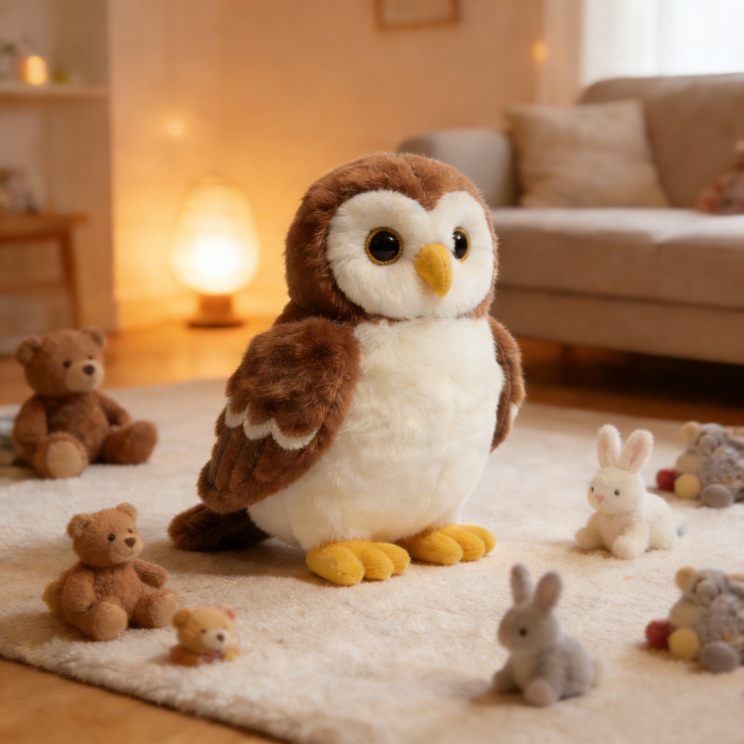 Cute & Healing Brown and White Owl Plush Doll