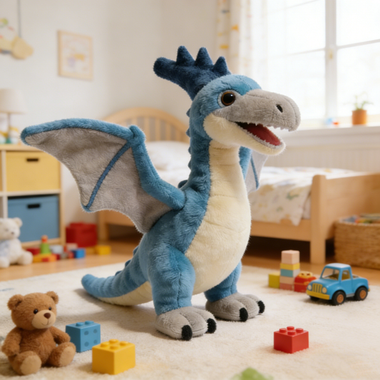 Dreamy & Cute Blue-gray Cartoon Pterosaur Plush Doll