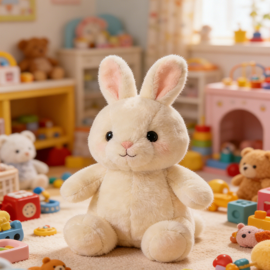 Creamy white and cuddly rabbit plush toy