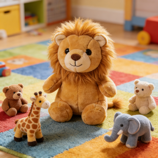 Fluffy-maned lion plush toy