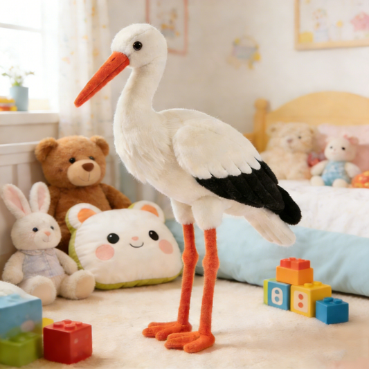 Elegant & Slender White Stork Plush Doll