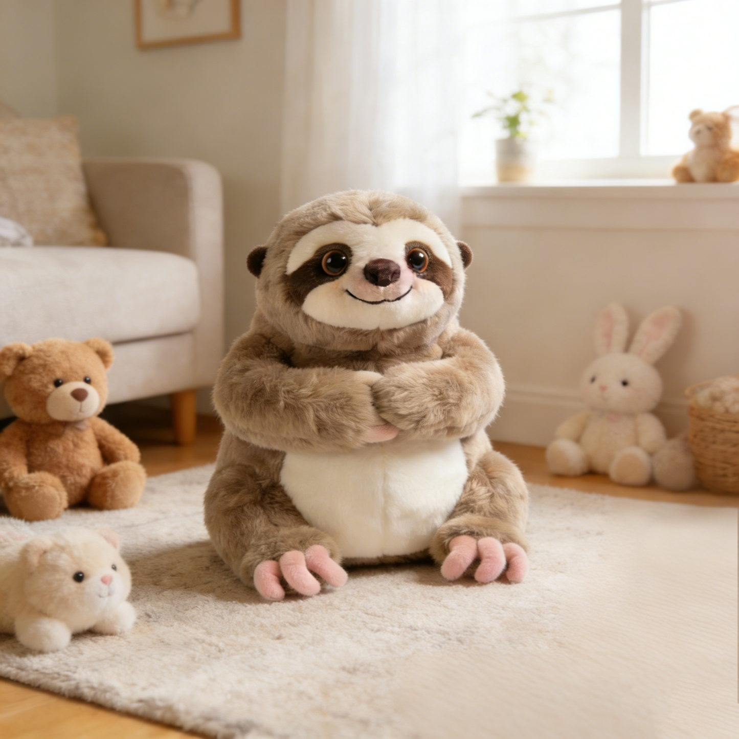 Hugging Arms Smiling Sloth Plush Toy